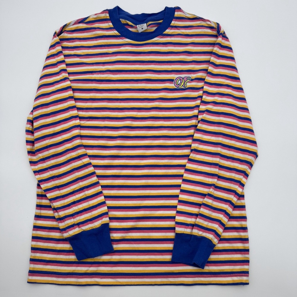 Odd Future OF Donut Striped Long Sleeve T-Shirt Multi Color Women Medium